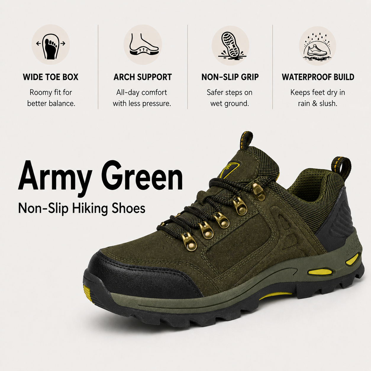 Men's non-slip shoes for all-day comfort.
